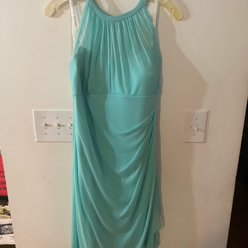 David’s Elegant Sleeveless Mint Green Chiffon Evening Dress Size 12